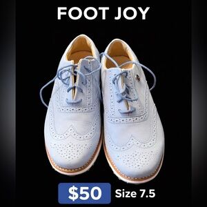 FootJoy Light Blue Lace-Up Wingtip Golf Shoes